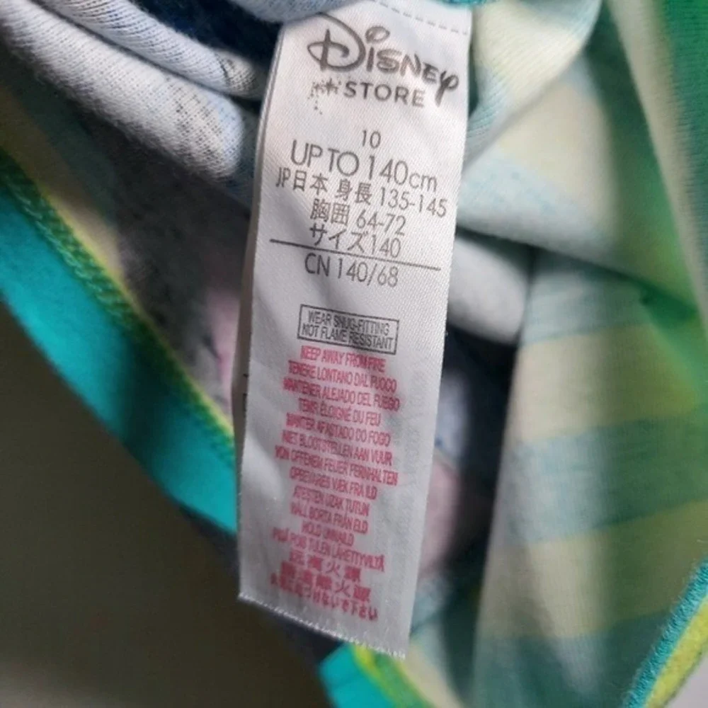 Disney Shirt Girls 10 Blue Stitch Character Graphic Sleepwear Lounge Long Sleeve